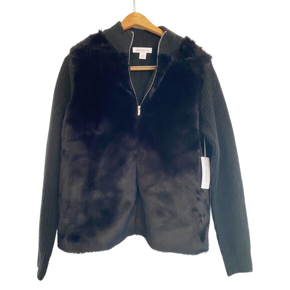 Liz Claiborne Midweight Faux Fur Womens Plus Bomber Jacket SIZE: Medium - Picture 1 of 7